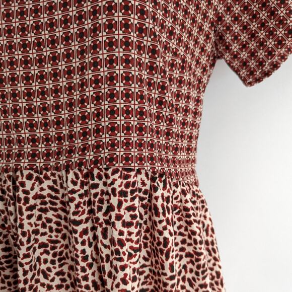 TopShop Printed Peasant Babydoll Short Sleeve Dress Sz 6 - Picture 6 of 8